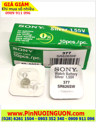 Sony SR626SW _Pin 377; Pin đồng hồ 1.55v Silver Oxide Sony SR626SW _Pin 377 (Loại vỉ 1viên)